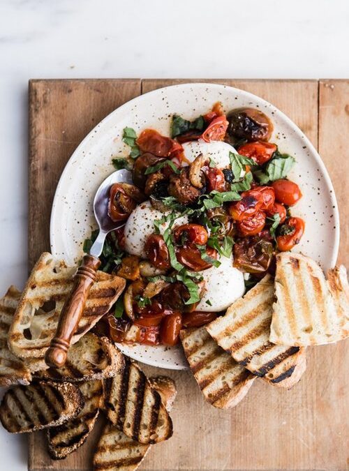 Braised Tomatoes With Burrata