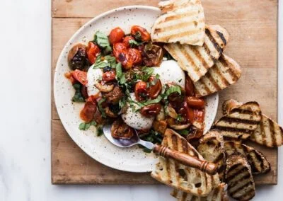 Braised Tomatoes With Burrata