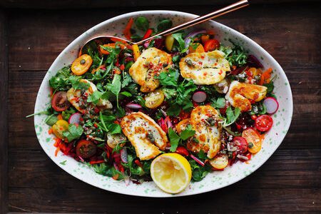 AGA oven recipes Halloumi and Chargrilled Pepper Summer Salad