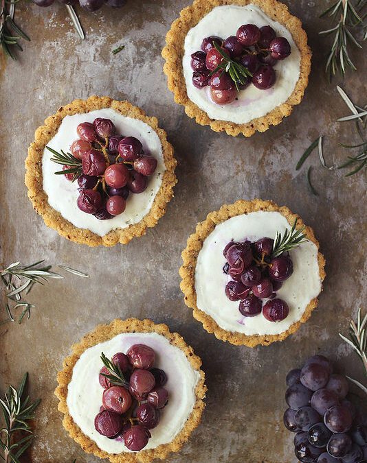 Roasted Grape and Rosemary Goat Cheese Tarts