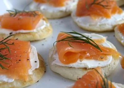 Buckwheat Blinis with Crème Fraiche & Smoked Salmon