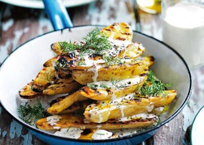Char-grilled Potato Salad with Creamy Mustard Dressing