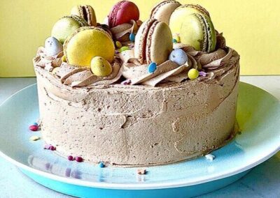 Easter Macaron Cake with Peanut Butter Frosting