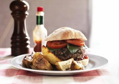 Homemade Burgers with Chunky Wedges