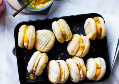 Lime and Vanilla Yo-yo’s with Passionfruit Curd