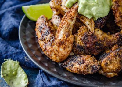 Mexican Chili Wings with Avocado Yoghurt Sauce