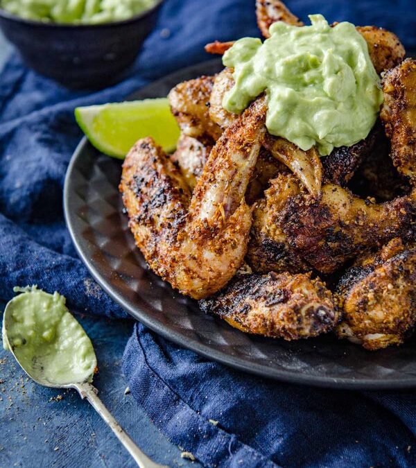 Mexican Chili Wings with Avocado Yoghurt Sauce