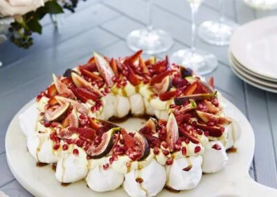 Pavlova Wreath with Strawberries, Pomegranate & Figs