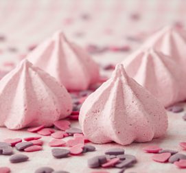 Pink Meringues with Rosewater Cream