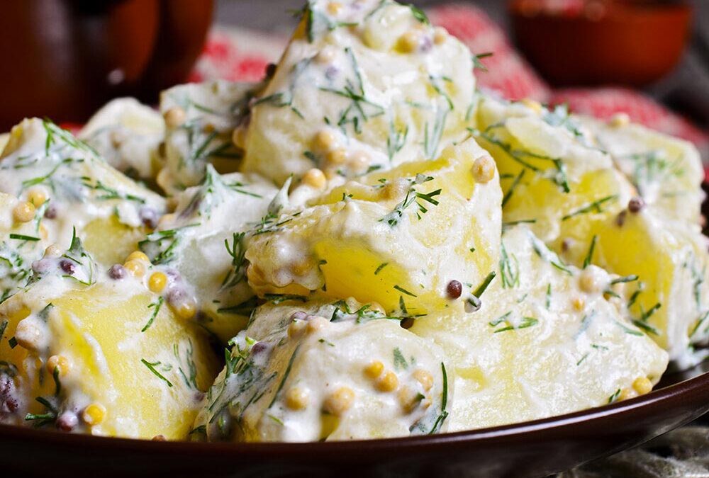 Potatoes with Asparagus & Herb Dressing