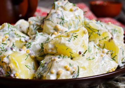 Potatoes with Asparagus & Herb Dressing