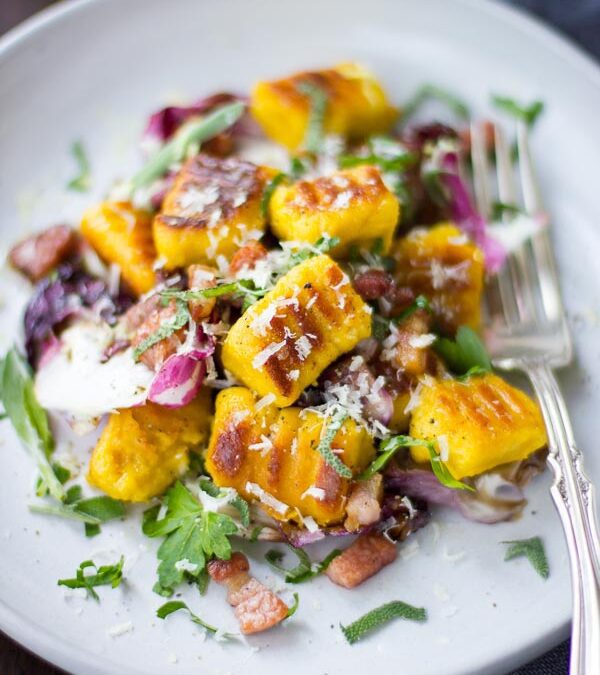 Pumpkin Ricotta Gnocchi with Pancetta and Seared Radicchio