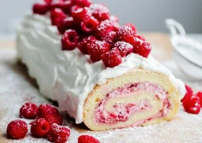 Raspberry Roll Cake