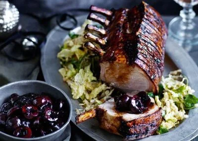 Roast Pork Rack with Cherry-Ginger Relish