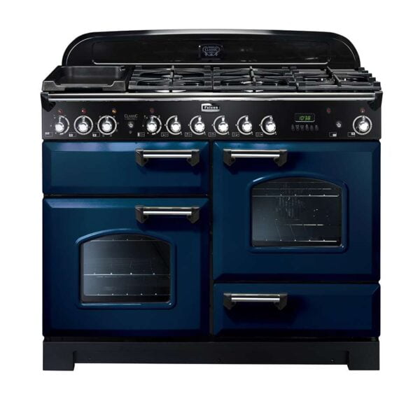 Falcon Classic Deluxe 110cm Dual Fuel Oven - royal blue, chrome