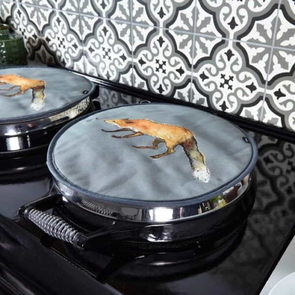 AGA Fox and Mouse Greeting Chefs' Pad in use