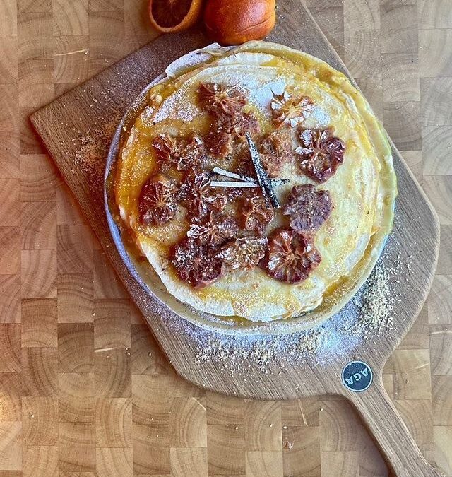 Caramel Blood Orange & Mascarpone Crepe Cake