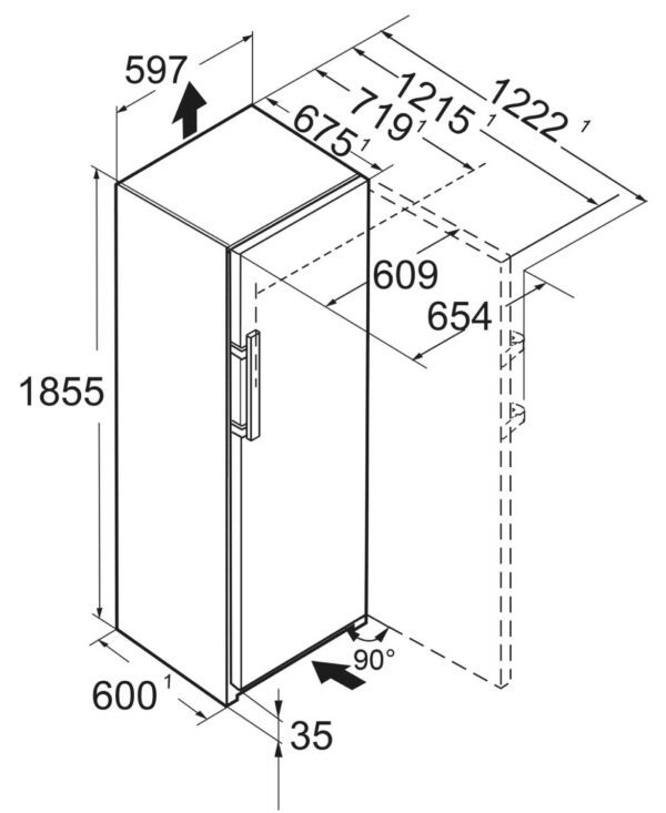 Liebherr Freestanding Freezer SFNbsh 5267 dimensions