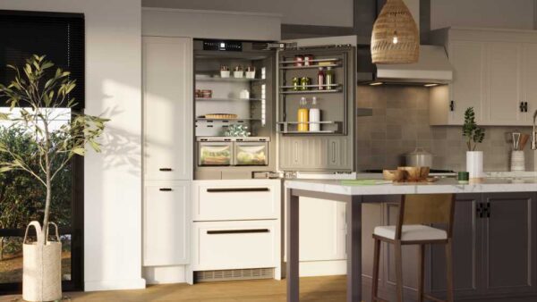 Liebherr Integrated Bottom Mount Fridge-Freezer ECBN 7870 kitchen open