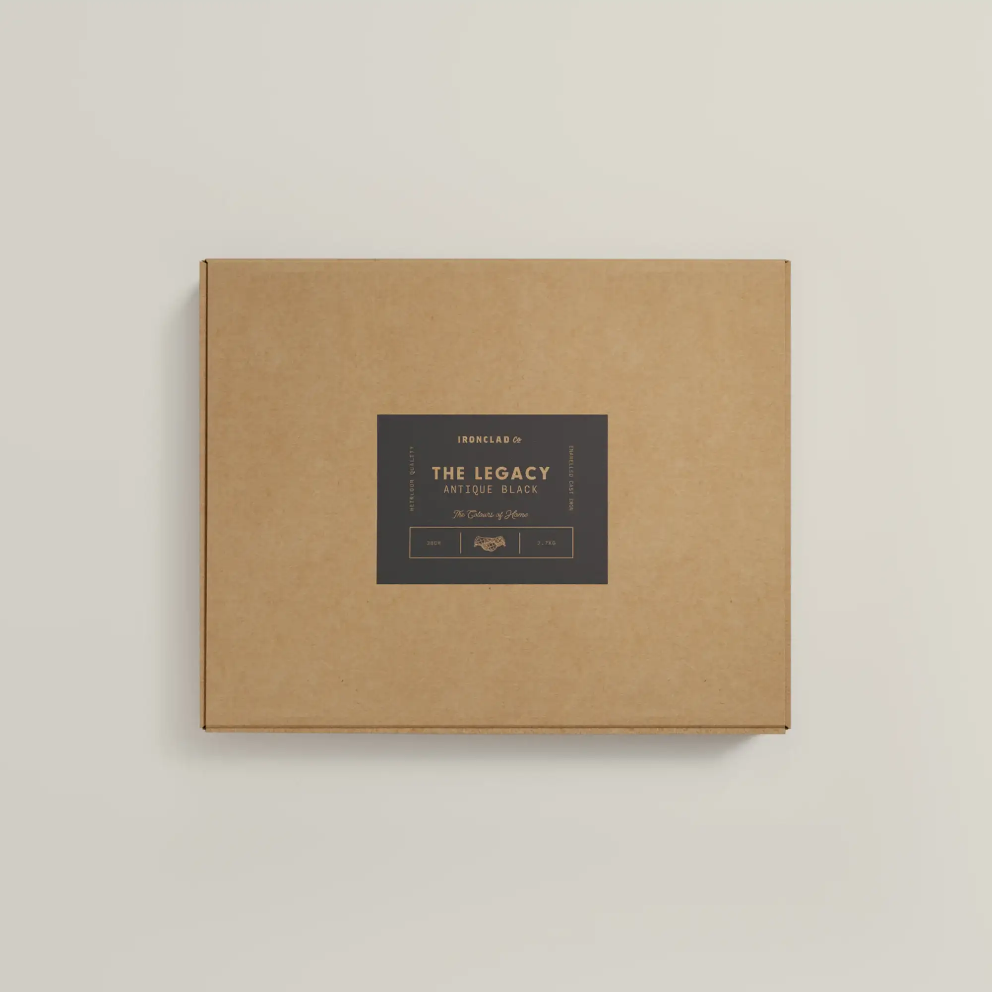 Ironclad Satin Enamel cast iron Legacy Pan Antique Black box